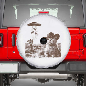 UFO Cowboy Cat Spare Tire Cover Vintage Graphic Retro Western Rodeo TS10 White Print Your Wear
