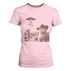 UFO Cowboy Cat T Shirt For Women Vintage Graphic Retro Western Rodeo TS10 Light Pink Print Your Wear