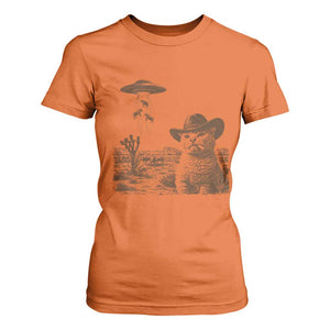 UFO Cowboy Cat T Shirt For Women Vintage Graphic Retro Western Rodeo TS10 Orange Print Your Wear