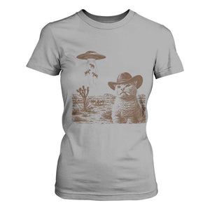 UFO Cowboy Cat T Shirt For Women Vintage Graphic Retro Western Rodeo TS10 Sport Gray Print Your Wear
