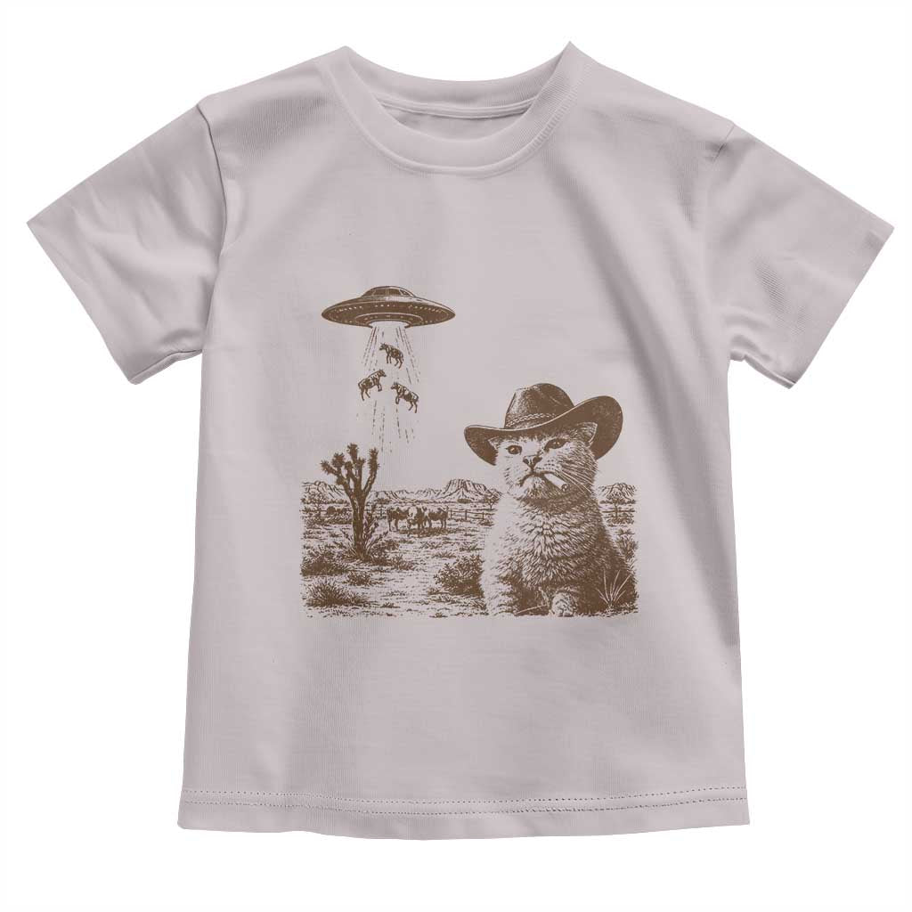 UFO Cowboy Cat Toddler T Shirt Vintage Graphic Retro Western Rodeo TS10 Ice Gray Print Your Wear