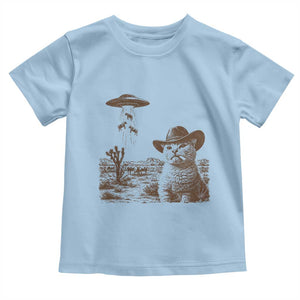 UFO Cowboy Cat Toddler T Shirt Vintage Graphic Retro Western Rodeo TS10 Light Blue Print Your Wear