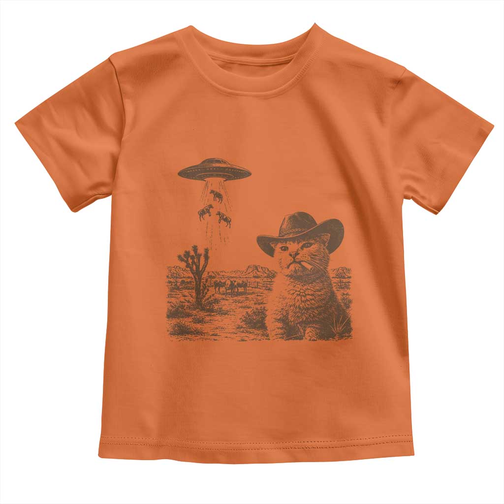 UFO Cowboy Cat Toddler T Shirt Vintage Graphic Retro Western Rodeo TS10 Orange Print Your Wear