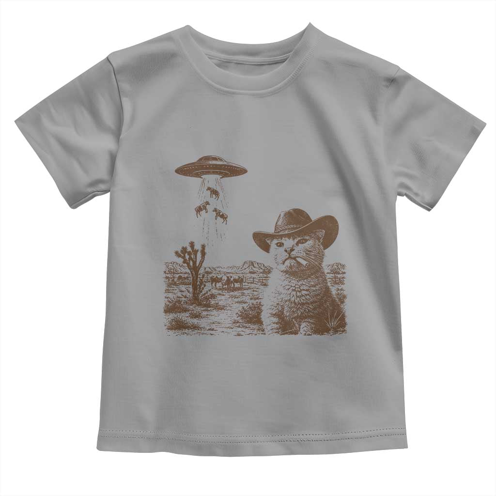 UFO Cowboy Cat Toddler T Shirt Vintage Graphic Retro Western Rodeo TS10 Sport Gray Print Your Wear