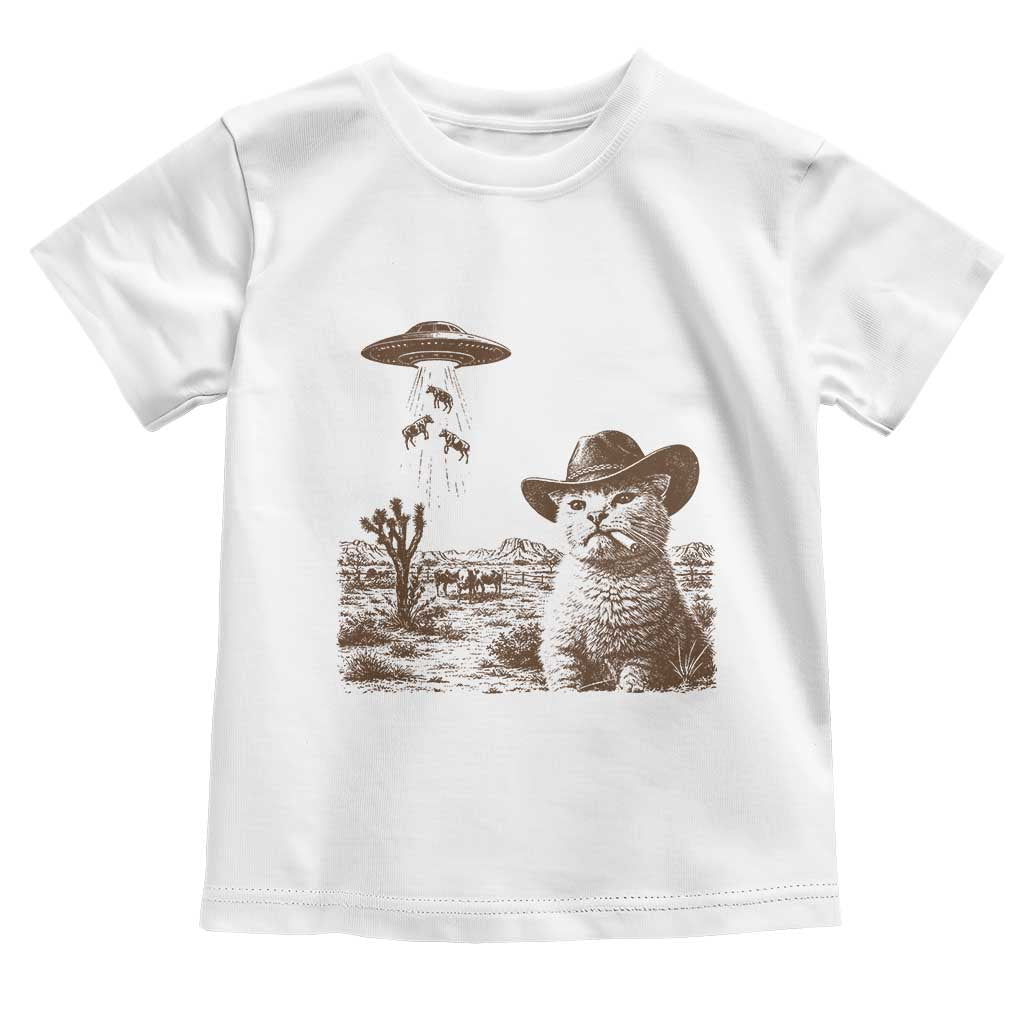 UFO Cowboy Cat Toddler T Shirt Vintage Graphic Retro Western Rodeo TS10 White Print Your Wear
