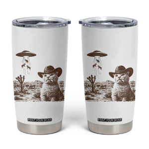 UFO Cowboy Cat Tumbler Cup Vintage Graphic Retro Western Rodeo TS10 White Print Your Wear