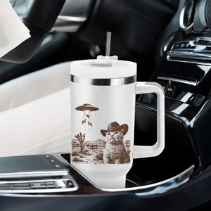 UFO Cowboy Cat Tumbler With Handle Vintage Graphic Retro Western Rodeo TS10 Print Your Wear