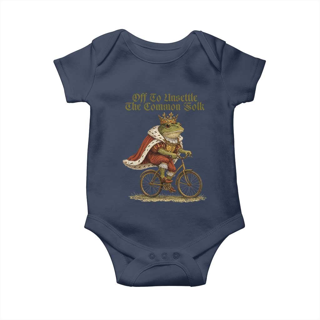 Chaotic Frog Meme Baby Onesie Off To Unsettle The Common Folk Vintage Unhinged Humor TS10 Navy Print Your Wear