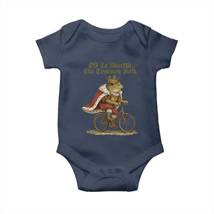 Chaotic Frog Meme Baby Onesie Off To Unsettle The Common Folk Vintage Unhinged Humor TS10 Navy Print Your Wear