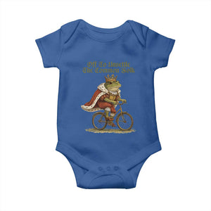 Chaotic Frog Meme Baby Onesie Off To Unsettle The Common Folk Vintage Unhinged Humor TS10 Royal Blue Print Your Wear