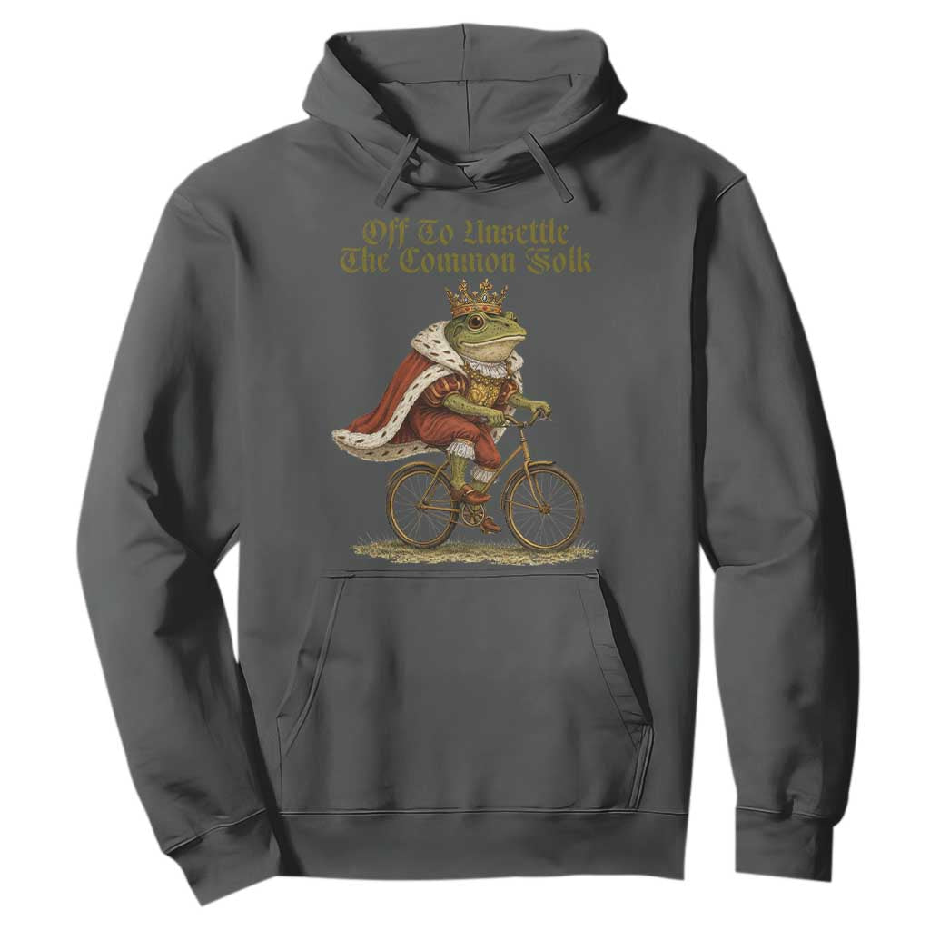 Chaotic Frog Meme Hoodie Off To Unsettle The Common Folk Vintage Unhinged Humor TS10 Dark Heather Print Your Wear