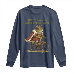 Chaotic Frog Meme Long Sleeve Shirt Off To Unsettle The Common Folk Vintage Unhinged Humor TS10 Navy Print Your Wear