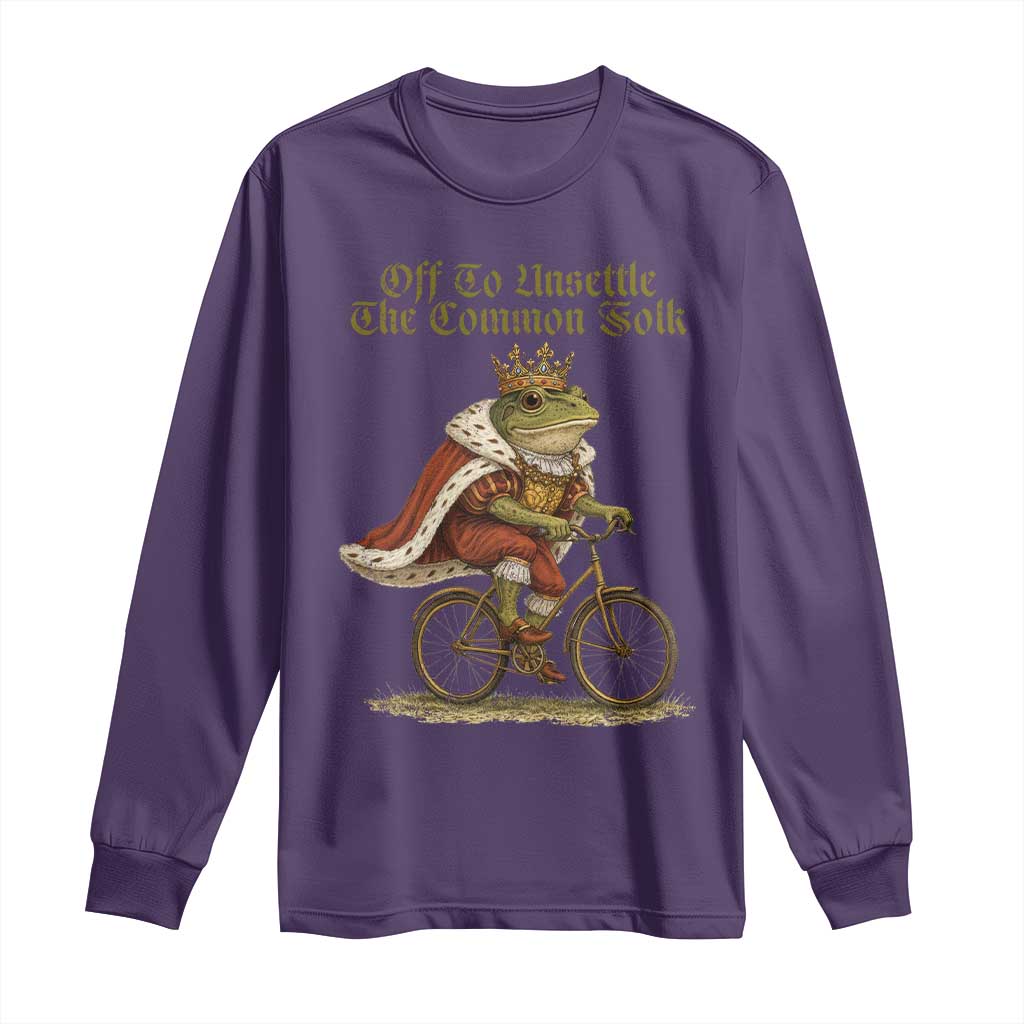 Chaotic Frog Meme Long Sleeve Shirt Off To Unsettle The Common Folk Vintage Unhinged Humor TS10 Purple Print Your Wear