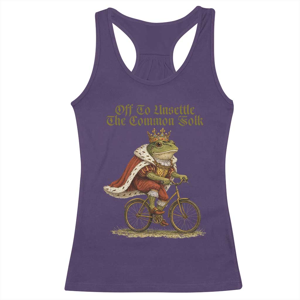 Chaotic Frog Meme Racerback Tank Top Off To Unsettle The Common Folk Vintage Unhinged Humor TS10 Purple Print Your Wear