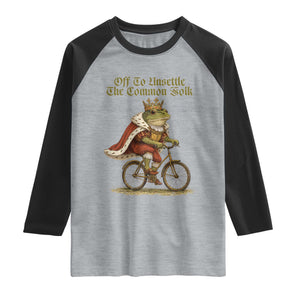 Chaotic Frog Meme Raglan Shirt Off To Unsettle The Common Folk Vintage Unhinged Humor TS10 Heather Gray Black Print Your Wear