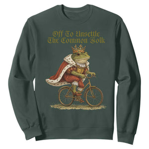 Chaotic Frog Meme Sweatshirt Off To Unsettle The Common Folk Vintage Unhinged Humor TS10 Dark Forest Green Print Your Wear