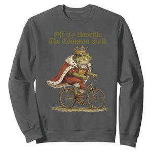 Chaotic Frog Meme Sweatshirt Off To Unsettle The Common Folk Vintage Unhinged Humor TS10 Dark Heather Print Your Wear