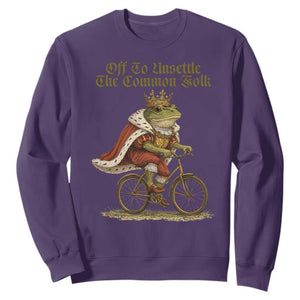 Chaotic Frog Meme Sweatshirt Off To Unsettle The Common Folk Vintage Unhinged Humor TS10 Purple Print Your Wear