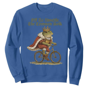 Chaotic Frog Meme Sweatshirt Off To Unsettle The Common Folk Vintage Unhinged Humor TS10 Royal Blue Print Your Wear