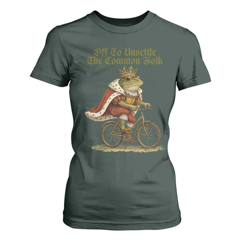 Chaotic Frog Meme T Shirt For Women Off To Unsettle The Common Folk Vintage Unhinged Humor TS10 Dark Forest Green Print Your Wear