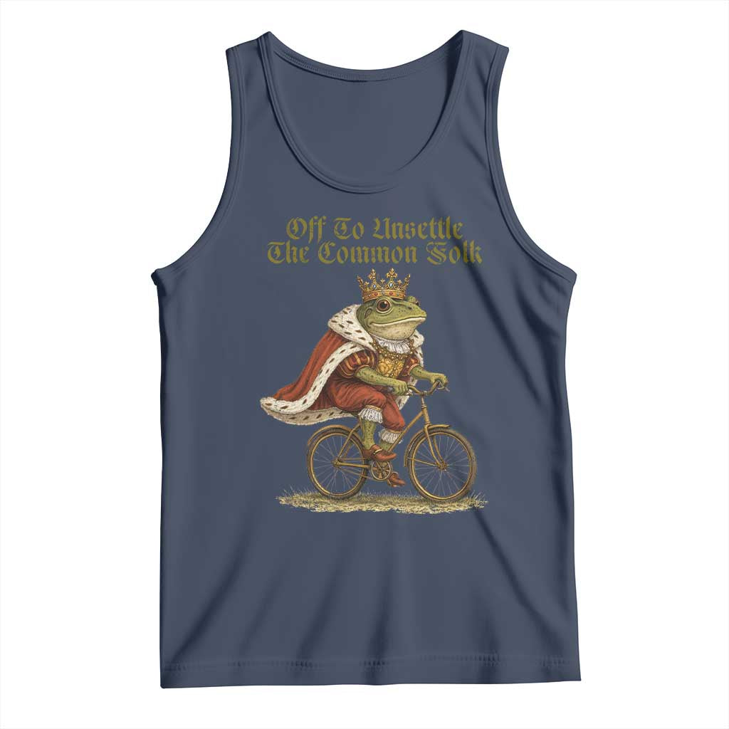 Chaotic Frog Meme Tank Top Off To Unsettle The Common Folk Vintage Unhinged Humor TS10 Navy Print Your Wear