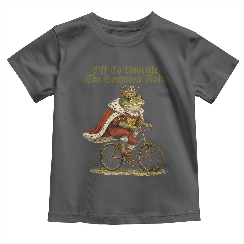 Chaotic Frog Meme Toddler T Shirt Off To Unsettle The Common Folk Vintage Unhinged Humor TS10 Dark Heather Print Your Wear