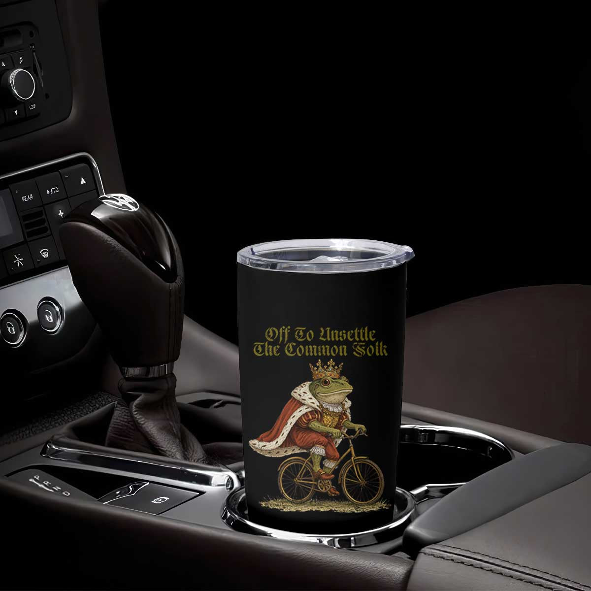 Chaotic Frog Meme Tumbler Cup Off To Unsettle The Common Folk Vintage Unhinged Humor TS10 Print Your Wear