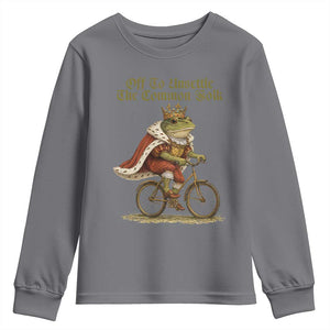 Chaotic Frog Meme Youth Sweatshirt Off To Unsettle The Common Folk Vintage Unhinged Humor TS10 Charcoal Print Your Wear