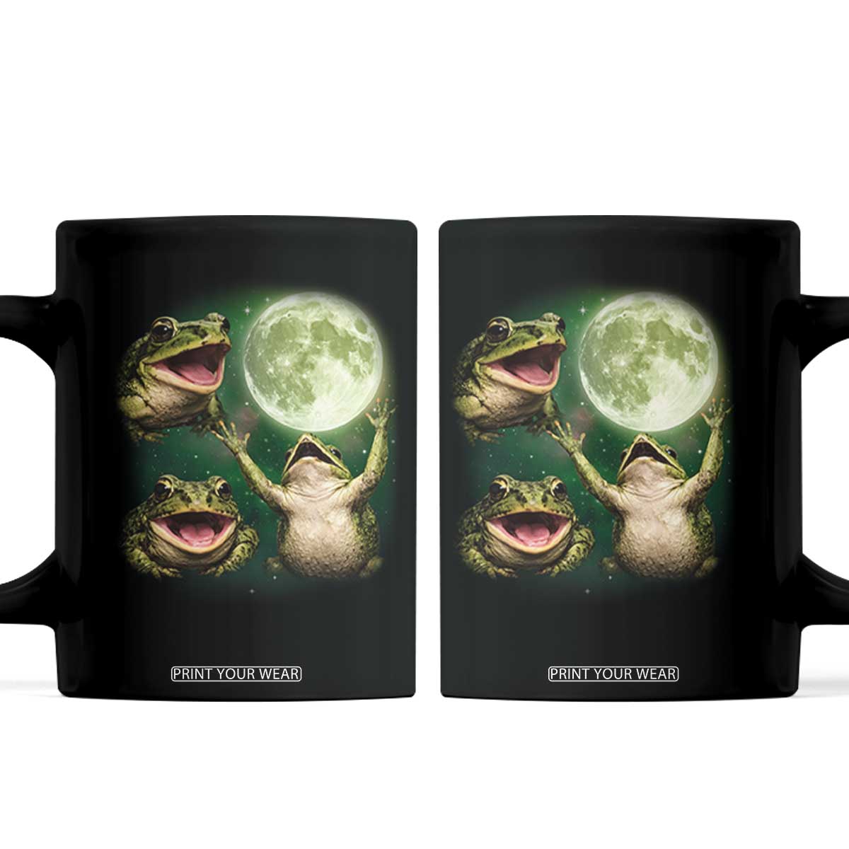 Frog Moon Vintage Graphic Coffee Mug Retro Amphibian Nature Cottagecore Gift TS10 Black Print Your Wear