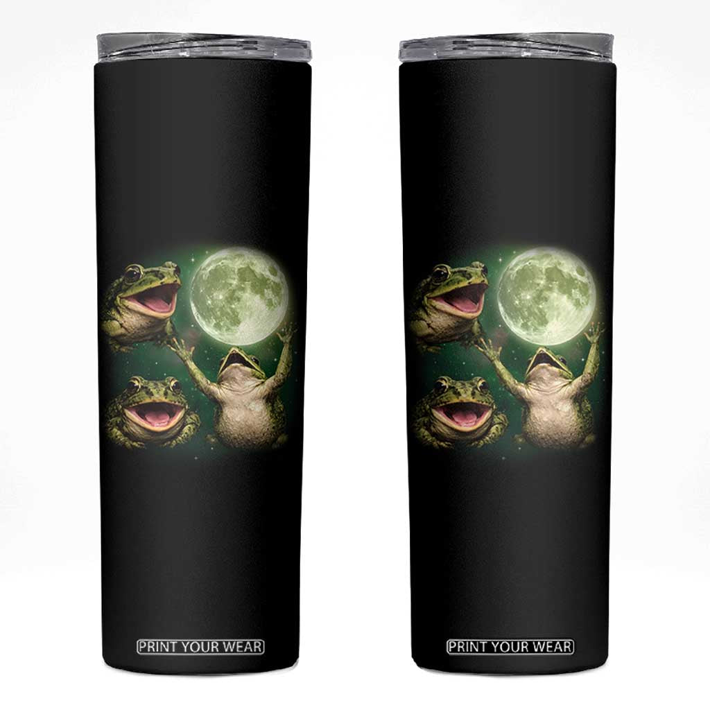 Frog Moon Vintage Graphic Skinny Tumbler Retro Amphibian Nature Cottagecore Gift TS10 Black Print Your Wear