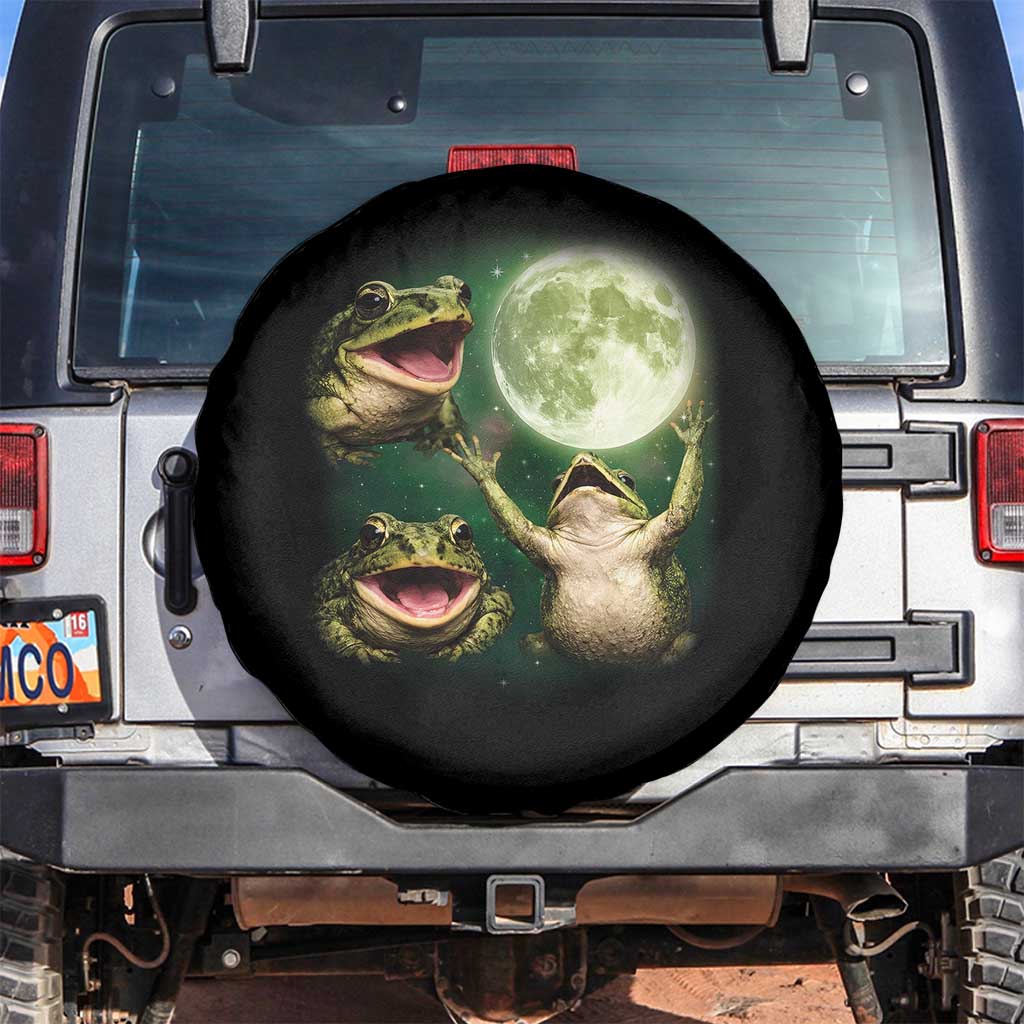 Frog Moon Vintage Graphic Spare Tire Cover Retro Amphibian Nature Cottagecore Gift TS10 No hole Black Print Your Wear