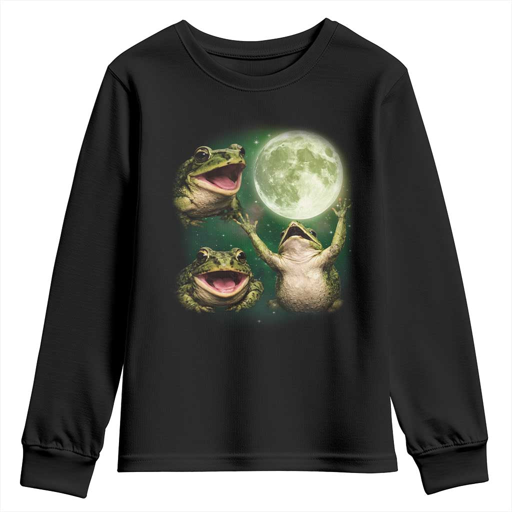 Frog Moon Vintage Graphic Youth Sweatshirt Retro Amphibian Nature Cottagecore Gift TS10 Black Print Your Wear