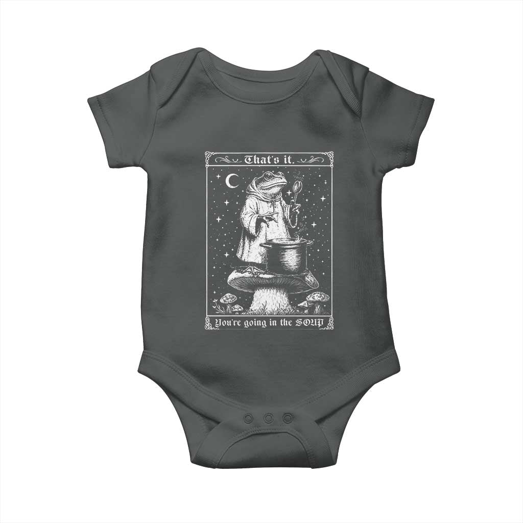 Frog Meme Baby Onesie Thats It Youre Going In The Soup Funny Weirdcore TS10 Dark Heather Print Your Wear
