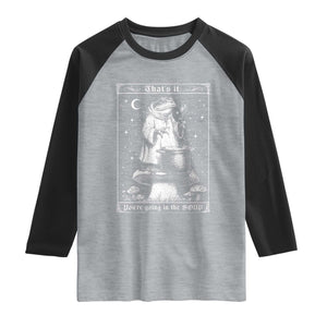 Frog Meme Raglan Shirt Thats It Youre Going In The Soup Funny Weirdcore TS10 Heather Gray Black Print Your Wear