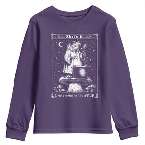Frog Meme Youth Sweatshirt Thats It Youre Going In The Soup Funny Weirdcore TS10 Purple Print Your Wear