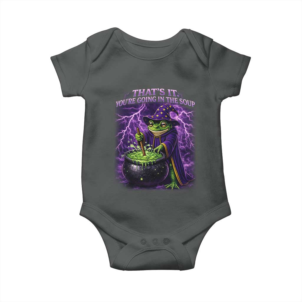 Frog Meme Baby Onesie Vintage Graphic Thats It Youre Going In The Soup TS10 Dark Heather Print Your Wear