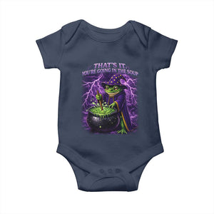 Frog Meme Baby Onesie Vintage Graphic Thats It Youre Going In The Soup TS10 Navy Print Your Wear