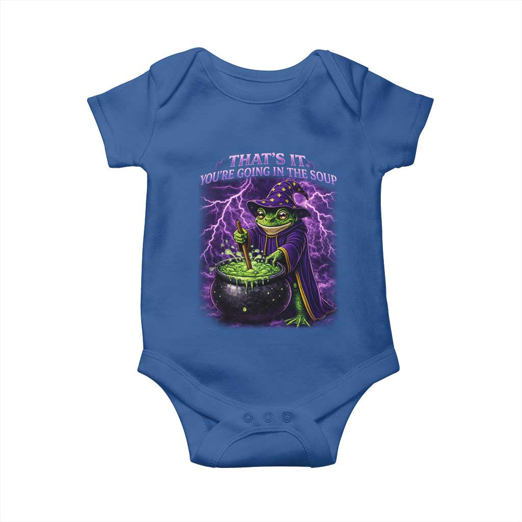 Frog Meme Baby Onesie Vintage Graphic Thats It Youre Going In The Soup TS10 Royal Blue Print Your Wear