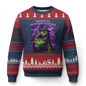 Frog Meme Ugly Christmas Sweater Vintage Graphic Thats It Youre Going In The Soup TS10 Navy Red Print Your Wear