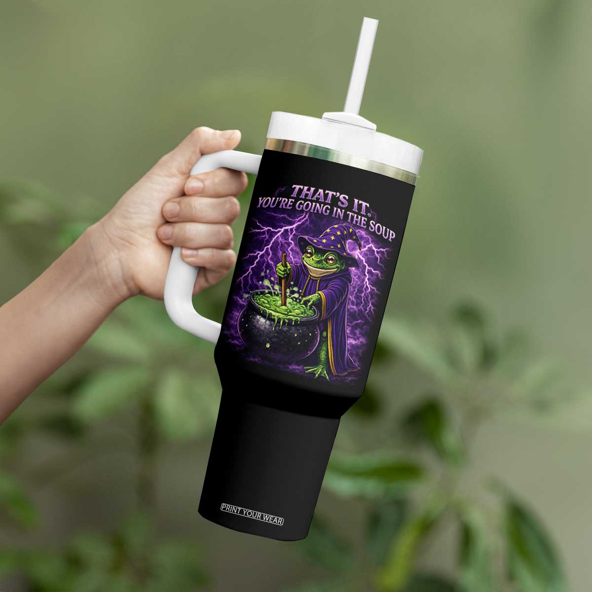 Frog Meme Tumbler With Handle Vintage Graphic Thats It Youre Going In The Soup TS10 Print Your Wear