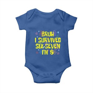 8th Birthday Baby Onesie Im 8 Year Old Bruh I Survived 67 Colorful Bubble Flower TS10 Royal Blue Print Your Wear