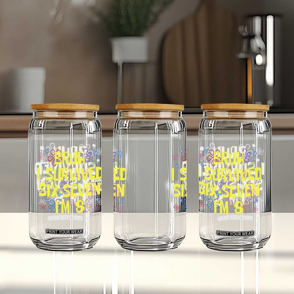 8th Birthday Glass Can Im 8 Year Old Bruh I Survived 67 Colorful Bubble Flower TS10 Print Your Wear