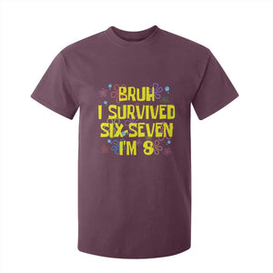 8th Birthday T Shirt For Kid Im 8 Year Old Bruh I Survived 67 Colorful Bubble Flower TS10 Maroon Print Your Wear
