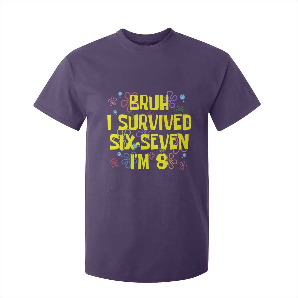 8th Birthday T Shirt For Kid Im 8 Year Old Bruh I Survived 67 Colorful Bubble Flower TS10 Purple Print Your Wear