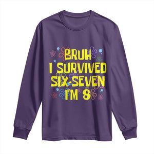 8th Birthday Long Sleeve Shirt Im 8 Year Old Bruh I Survived 67 Colorful Bubble Flower TS10 Purple Print Your Wear