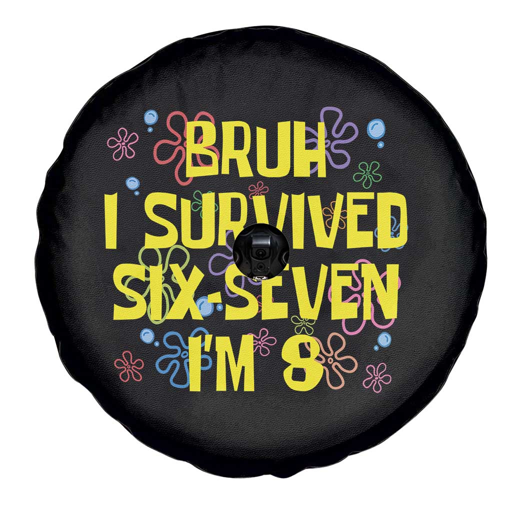 8th Birthday Spare Tire Cover Im 8 Year Old Bruh I Survived 67 Colorful Bubble Flower TS10 Print Your Wear