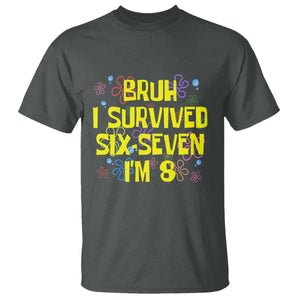 8th Birthday T Shirt Im 8 Year Old Bruh I Survived 67 Colorful Bubble Flower TS10 Dark Heather Print Your Wear