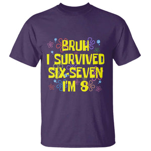 8th Birthday T Shirt Im 8 Year Old Bruh I Survived 67 Colorful Bubble Flower TS10 Purple Print Your Wear