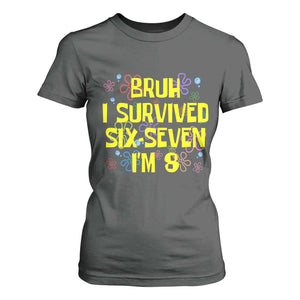 8th Birthday T Shirt For Women Im 8 Year Old Bruh I Survived 67 Colorful Bubble Flower TS10 Dark Heather Print Your Wear