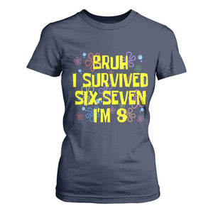 8th Birthday T Shirt For Women Im 8 Year Old Bruh I Survived 67 Colorful Bubble Flower TS10 Navy Print Your Wear